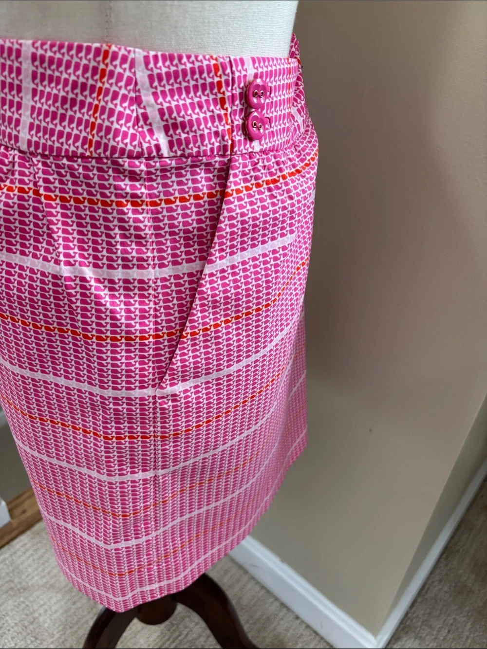 Vineyard Vines Pink White Whale Print Mini Skirt Size 8 EUC